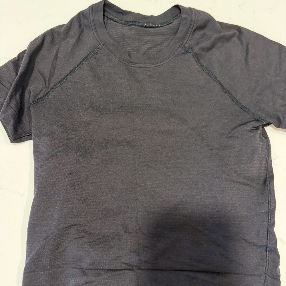 Womens Black Crew Neck crop Short-Sleeve Shirt